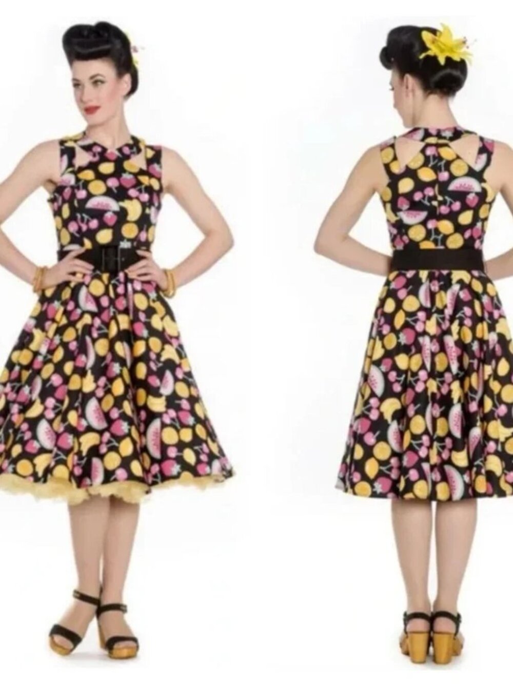 Hell Bunny Vixen - Tutti Frutti Pinup Rockabilly 50s Midi Dress - Large
